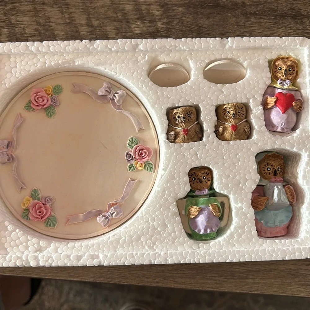Collectible Teddy Bear Tea Set - Pink and Cream